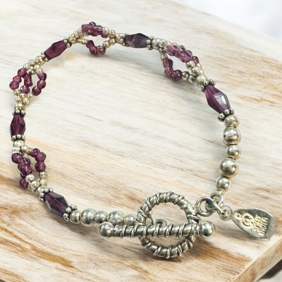 Sterling Silver Amethyst Toggle Bracelet - Picture 3 of 8